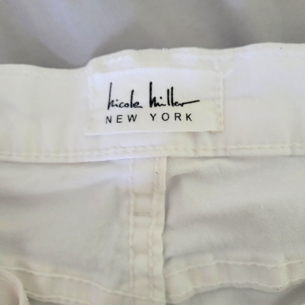 Nicole Miller Soho High Risk Kick Boot White Jeans Pants - Picture 3 of 5